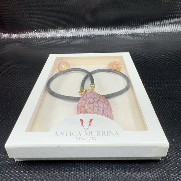 Antica Murrina Venezia Necklace Clip On Earrings Set Pink Glass Millefiori New - Picture 14 of 14